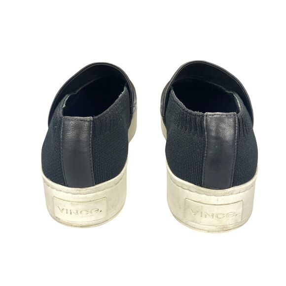 Vince Ward Slip On Sneaker Women's 7.5M Black Knit Top Leather Band Round Toe - Picture 10 of 12